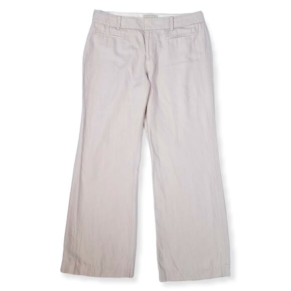 Banana Republic Factory wide leg linen blend pants size 12 light khaki - Picture 1 of 4